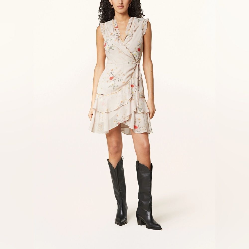 🔥🔥 NWT ALL SAINTS Musical Floral Wrap Mini Dress Size 6 US 10 UK EU 38 - Picture 16 of 16